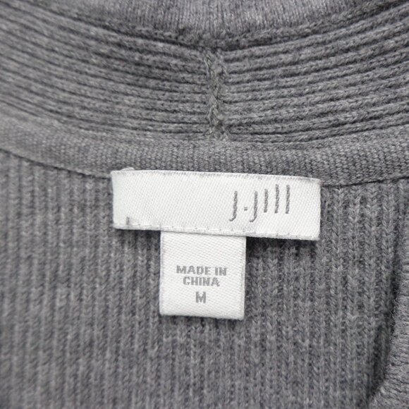 J Jill Women’s 3-Button Cotton Blend Ribbed Long Gray Cardigan Sweater Size M - Picture 4 of 6